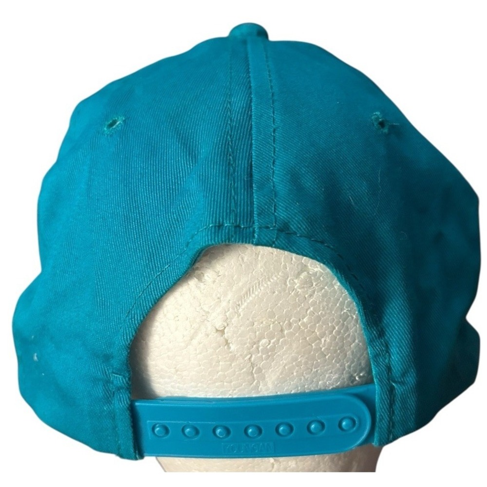 Vintage 80s 90s Blank Rope Snapback Hat Teal Blue YoungAn Hat Co Cotton OSFA - Picture 3 of 5